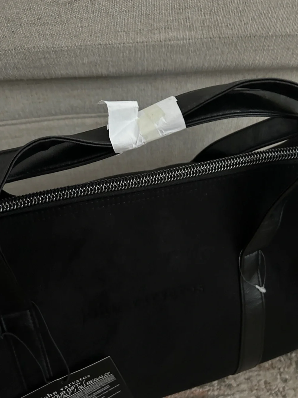 John Varvatos Black Suede Duffel with Leather Trim New